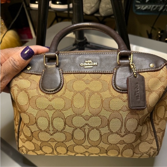 Coach Signature Mini Bennett Satchel in khaki canvas and brown leather trim. - Picture 2 of 15